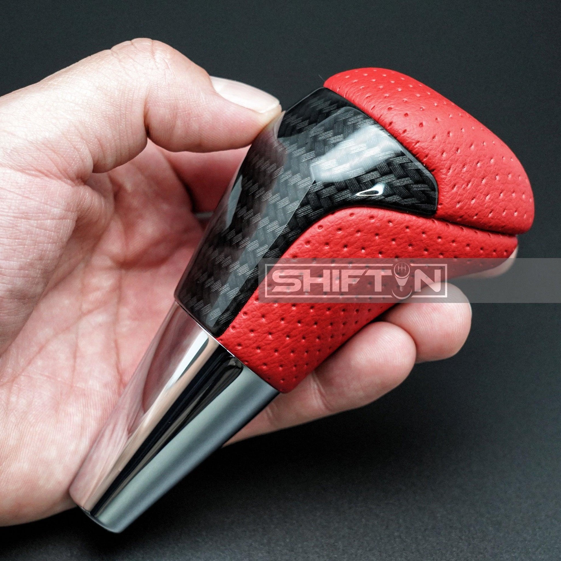 SHIFTIN-Car-Gear-Shift-Knob-Gearbox-Shifter-Head-for-Toyota-Land-Cruiser-FJ-4Runner-Sequoia-Tundra-Tacoma-Highlander-Fortuner-Hilux-Rav4-Prius-C-Lexus-LX-SUVs-Red-Leather-Carbon