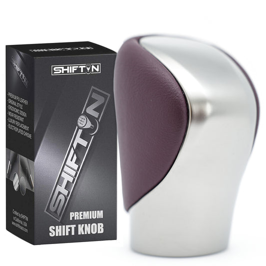 SHIFTIN-Gear-Shift-Knob-for-LEXUS-ES-GS-IS-NX-RC-RX-GX-Burgundy-Leather-Silver